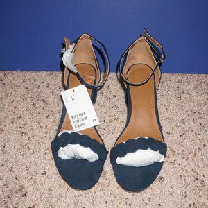 H&M Women's Navy Open Toe Block Heel Ankle Strap